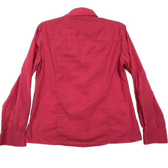 Ellen Tracy Button Up Collared Long Sleeve Shirt Berry Red Size 8 Western - Picture 3 of 9